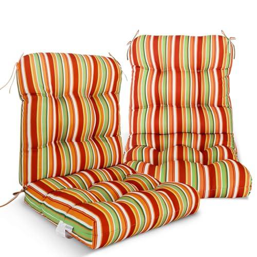 EAGLE PEAK Tufted Outdoor/Indoor Seat/Back Chair Cushions, Set of 2, 42'' x 21'', Rainbow