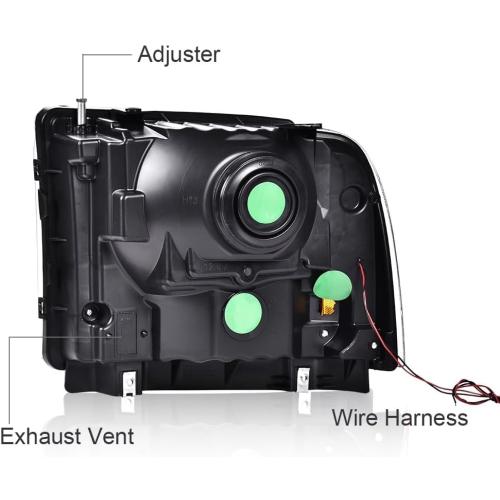 PIT66 LED Headlight Assembly Compatible with 2005-2007 Ford F250 F350 F450 F550 Super Duty /2005 Excursion (Not Fit Sealed Beam Headlight model) Headlamp Clear Lens Black Housing Amber Reflector