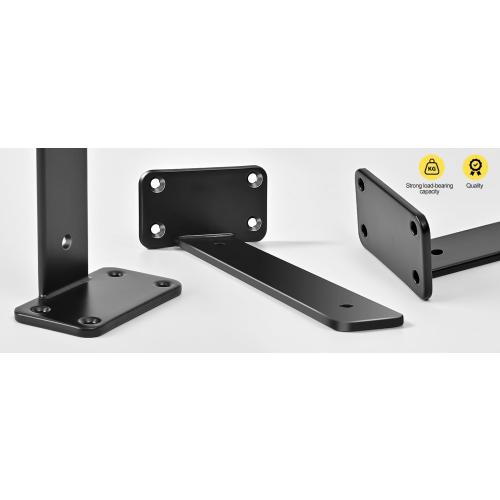 12 Pack - 10 inch Black Hidden L Shelf Bracket (1/5 Inch Thicked) Iron Floating Shelf Brackets Rustic Industrial Metal Brackets for Shelf Support
