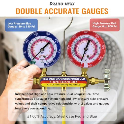 Upgrade 42201 Test & Charging Manifold with 3-1/8 (80 mm) Gauges Set