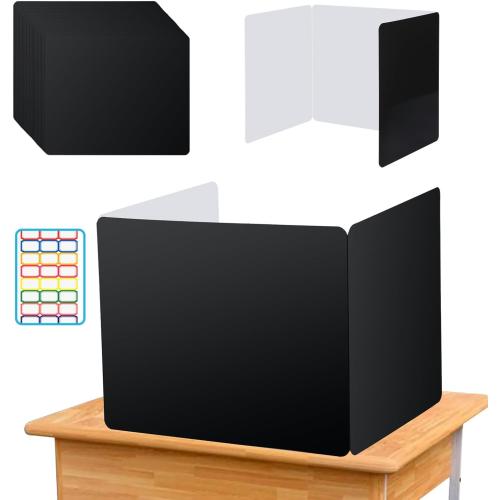 EARTHSON Set of  24 Pcs Privacy Folders for Students, Privacy Dividers for Classroom, Study Carrel Desks Privacy Boards, Cardboard Privacy Shields Folder for School Teachers Home, Black