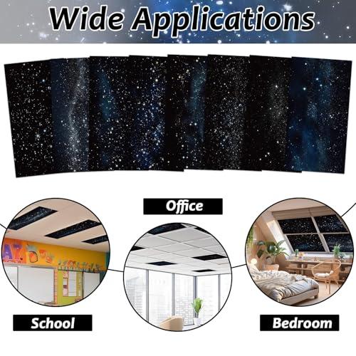 8 Pcs Fluorescent Light Covers with 80 Magnets Decorative for Classroom Ceiling Light 4 x 2 Feet Magnetic Light Covers Filter Easy Install for Office Hospitals & Home Drop Ceiling Supplies (Star)