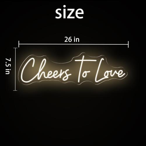 26X7.5 Inch Large Cheers to Love Neon Signs, USB Powered Lights Sign, LED Light Up Sign for Wall, Celebratory Decorations for Birthday, Engagement, Wedding Party, Warm White