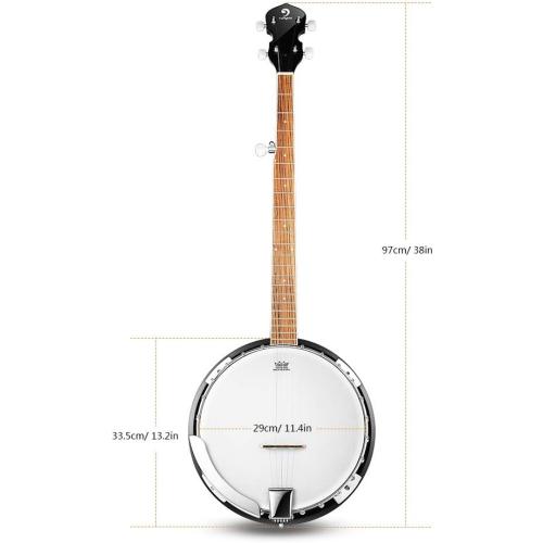 Vangoa Banjo 5 String Full Size Banjos Set with Resonator, Remo Head, Beginner Banjo Kit with Closed Back, Premium Accessories for Adults, Teenager