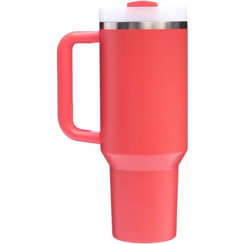 Stanley Quencher H2.0 Tumbler with Handle and Straw 40 oz | Flowstate 3-Position Lid | Cup Holder Compatible for Travel | Insulated Stainless Steel Cup | BPA-Free | Hot Coral