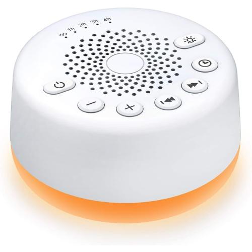 White Sound Machine Easysleep White Noise Machine with 25 Soothing Sounds and Night Lights with Memory Function 32 Levels of Volume and 5 Sleep Timer Powered by AC or USB for Sleeping Relaxation (White)
