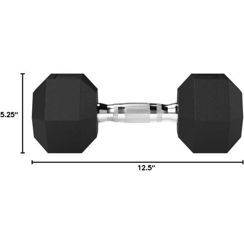 Amazon Basics 25 lbs Rubber Hex Dumbbell Hand Weight
