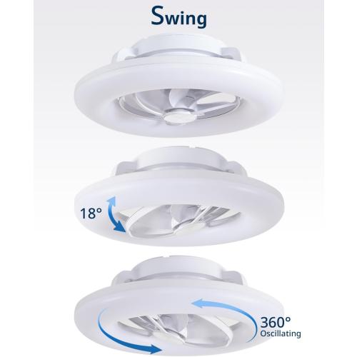 Orison 22 360° Oscillating Ceiling Fan with Light, Rotating Low Profile Flush Mount Ceiling Fan, Smart RGB Ceiling Fans, Alexa&Google Compatible, Dimmable LED, APP/Remote, Modern for Bedroom, White