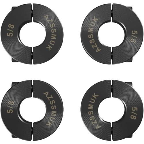 AZSSMUK 5/8 Bore Double Split Clamp-On Shaft Collars of Carbon Steel with Black Oxide Coating with Set Screw 4-packed