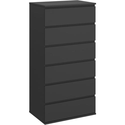 Modern Chest of Drawers, 4/5/6 Drawer Dresser Without Handles Floor Storage Drawer Cabinet Vertical Dresser Storage Organizer for Home Office (6 Drawers, Black)