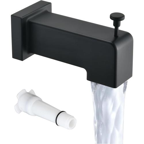 Slip On Diverter Tub Spout, Sleek Square Design for Bathroom, Fits 1/2 Copper Pipe (5/8 OD), Child-Safe Rounded Edges, Easy Installation, Matte Black