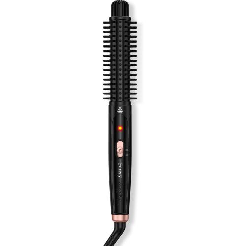 Farery 1 Inch Thermal Brush Curling Iron for Smooth Natural Curls – Anti-Scald Hard Bristles, Lightweight, One-Button Start, Dual Voltage Travel Hair Tool with 360° Swivel Cord, 410°F Fast Heat