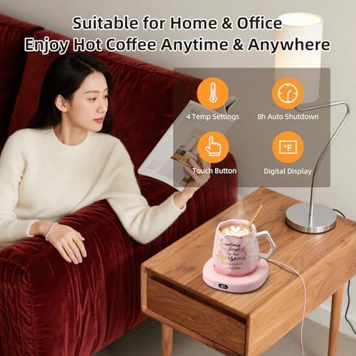 Coffee Mug Warmer Set Smart Electric Heated Cup Beverage Tea Candle Plate