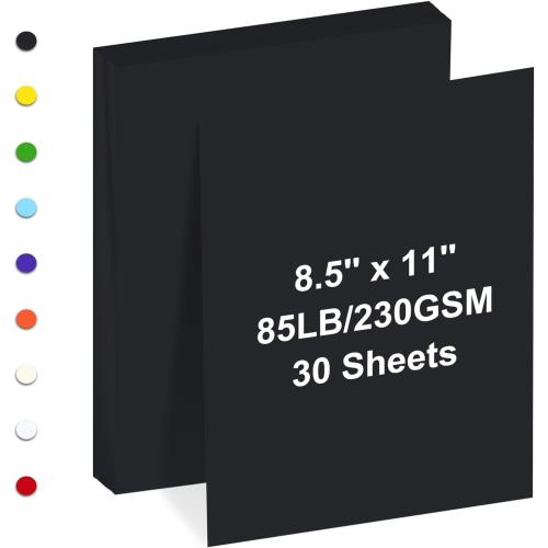 Cardstock 8.5 x 11 ,Cardstock Paper 85 lb/230 gsm,Black Card Stock for Printer,Drawing,Gift tags,Invitations, Cards etc (Black, 30 Sheets)