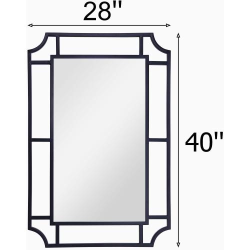 Black Mirror with Metal Frame, 40'' x 28'' Decorative Mirror for Living Room Decor, Large Irregular Wall Mirror for Entryway, Dining Room, Bathroom