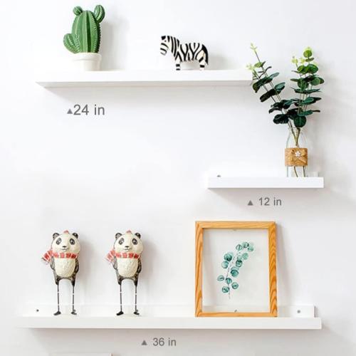 20 * 4 * 1.5 White Floating Shelves Wall Mounted 20 Inch, Solid Oak Wood Shelf for Decor and Storage, Picture Ledge for Bedroom Bathroom Living Room Kitchen, 20 * 4 * 1.5, 1 Pack