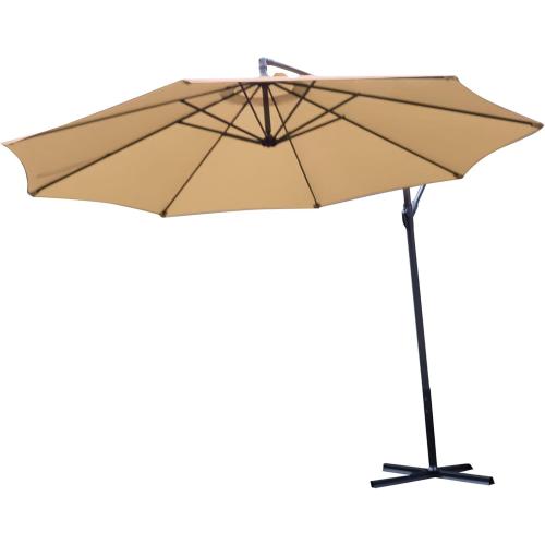 Outdoor Patio Umbrella, Offset Sun Shade Cantilever, Round 9.8ft Diameter - Crank Open System, Push Button Tilt, Adjustable Angle for Backyard and Beach‼️little dirt and incomplete‼️