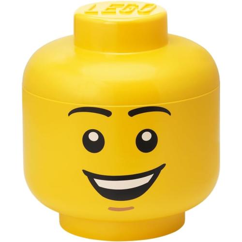‼️has mild stains ‼️LEGO Iconic Storage Head Large, Stackable Storage Box, 8,5 L, Yellow, Happy Boy | Storage Box with Lid |Toy Storage | Home Organization | Kids Room | Stackable Organizer