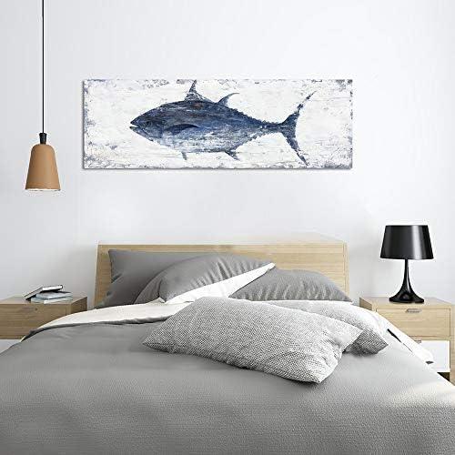 Yihui Arts Decor Abstract Fish Sealife Canvas Wall Art Prints Gallery Wrapped Ready to Hang for Coastal Bedroom Livingroom Office Wall Decoration