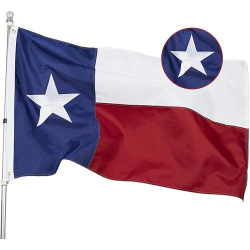 Homissor Texas Flag 4x6 Feet - Embroidered Star Sewn Stripes Outdoor Heavy Duty 210D Oxford Nylon Flags Vivid Color - Canvas Header Brass Grommets and 4 Stitch Hemming USA Flag