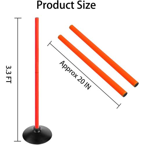 Orange Soccer Agility Poles Set Detachable Sports Trainning Speed Pole Slalom Poles with Rubber Base Sport Traning Equipment