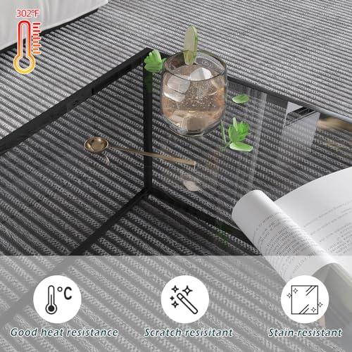 Size26.4 x 26.4 x 15.7 Inches  Color Black Glass Coffee Tables for Living Room Square Modern Center Table for Small Space,Tempered Glass-top with Sturdy Metal Frame Sofa Side End Table, Easy Assembly,26.4 x 26.4 x 15.7 Inches, Gray Black