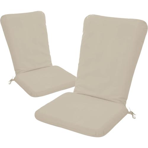 Adirondack Chair Cushion Set of 2-19''x19'' Seat & 19''x28'' Back, Outdoor Rocking Chair Cushions with Waterproof, Fade-Resistant, Removable & Machine-Washable Covers, Cream