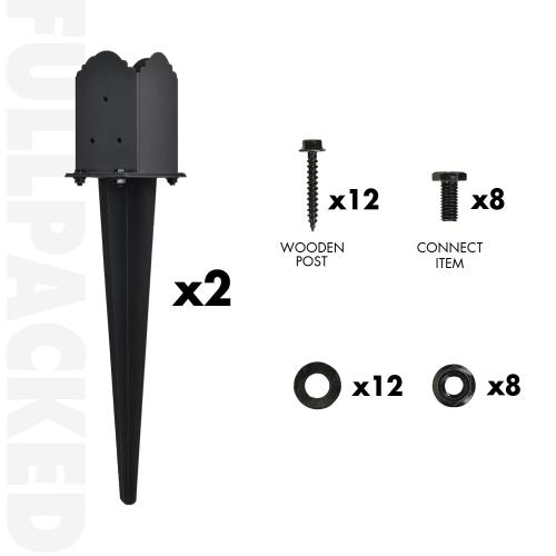 2 Pack Fence Post Anchor 4''x4'', Heavy Duty Fence Post Anchor Ground Spike 22''x4''x4'' for Fence, Mailbox, Bird Feeder, Decking,... with The Black Powder Coating Cover on The Surface