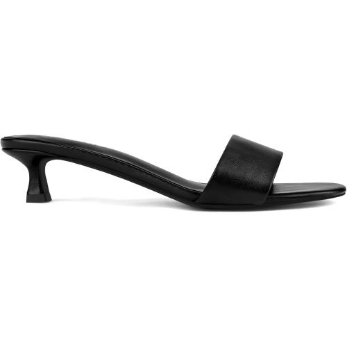 Size 37 Womens Heeled Sandals Open Round Toe Kitten Low Heels for Women Slip on Slide Sandals Mule Heels Fashion Comfort Dress Party Shoes