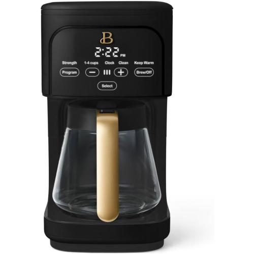 B- 12-Cup Programmable Coffee Maker with Touch-Activated Display, Auto Brew Timer, Reusable Filter & Large Glass Carafe (Black Sesame) ( little damaged; see the picture)