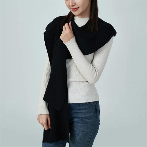 Women's Solid Wool Knitted Scarf Thickening Warm Neck Protection Hooded Wraps Shawl