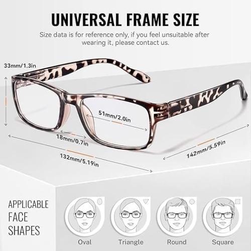 Gaoye Reading Glasses Blue Light Blocking, Spring Hinge Readers for Women Anti Glare Filter Lightweight Eyeglasses (5-Pack Mix Color 2, 2.0)