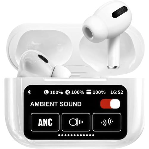 A9Pro MINI in Ear Multi Functional Touch Screen Wireless Bluetooth Earphones Compatible with Dual System 5.4 Bluetooth IPX4 Waterproof (White, Mini)
