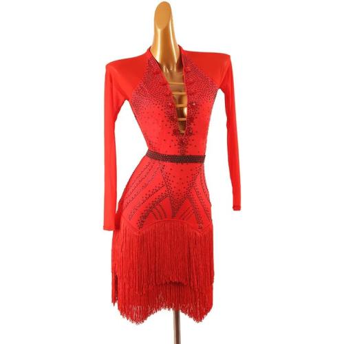 Professional Competition L Latin Dance Dresses for Women Ballroom Dancewear Waltz Costumes Cha Cha Performance Skirt