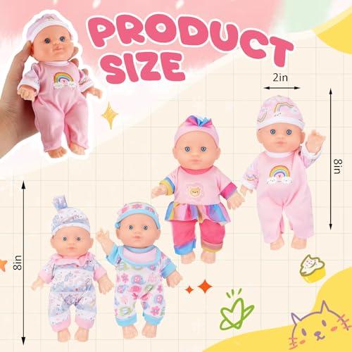 Halloscume 4 Pcs 8 Reborn Baby Dolls Weighted, Chubby Dolls Rainbow