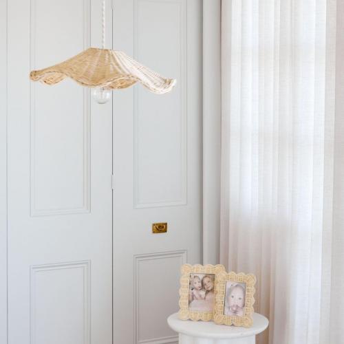 BEBE BASK Hand Woven Rattan Lamp Shade - Unique Wave Wicker Lamp Shade - 17 x 5 Inch - Unique Boho Lamp Shade - Rattan Light Shade - Rattan Pendant Light Shade - Wicker Pendant Light Shade