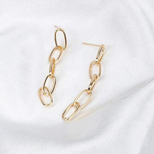 14K Gold Plated Paperclip Alloy Link Chain Choker Necklace Bracelet Earrings Set Punk Oval Dainty Chunky Chain Flat Link Costume Jewelry Set for Women Men Party Gifts Jewelry