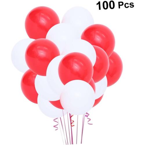 100pcs Valentine’s Day Latex Balloons Red and White 10-inch round Party Decorations for Holiday Events and Wedding Celebrations Random Color