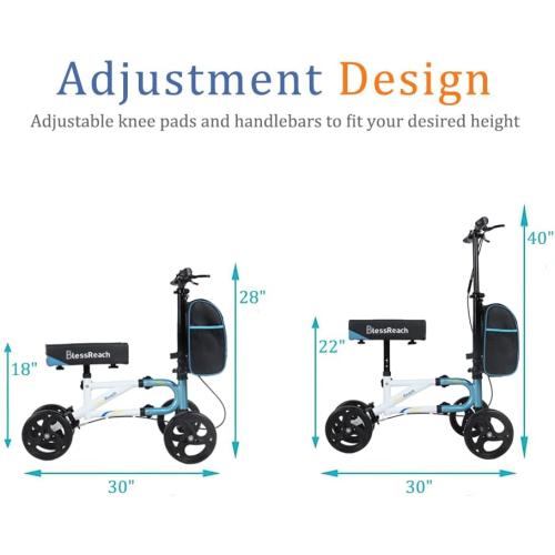 Economy Knee Scooter Steerable Knee Walker for Foot Injuries Compact Crutch Alternative with Dual Braking System (Blue)