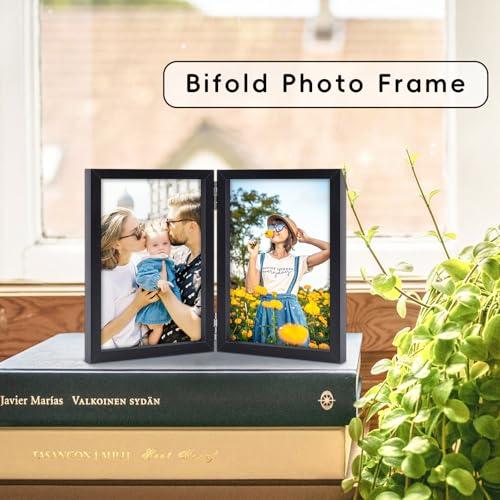 8x10 Picture Frames Double Black Photo Frame Folding Vertical Stand Display Side by Side