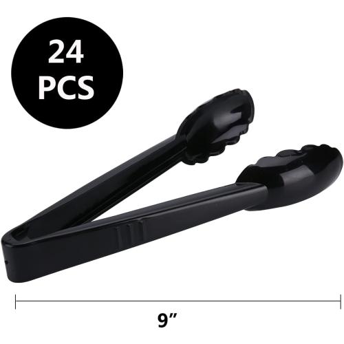 Plastic Serving Tongs Disposable Kitchen Tongs for Food Salad | 9 Inch Heavy Duty, BPA free, 24 Pcs, Perfect for Buffet, BBQ, Parties, Catering Supplies, Wedding, Banquet, Fruit, Ice