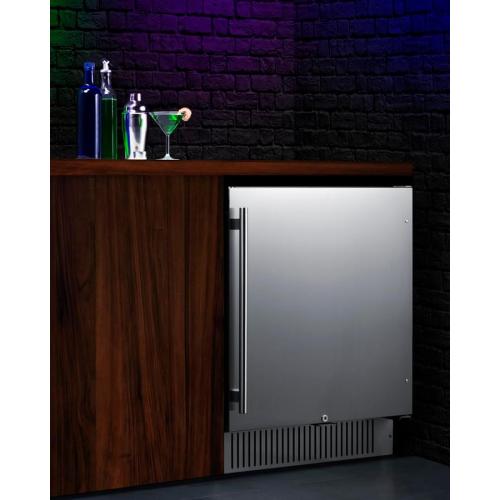 27 Undercounter Refrigerator with One-Solid Door | Reach-in Outdoor Beverage Fridge for Beer Soda | 4.98 Cu.Ft, (2) Shelves, 26.75W x 23.88D x 33.88H, Black, Stainless Steel, 115v, NSF