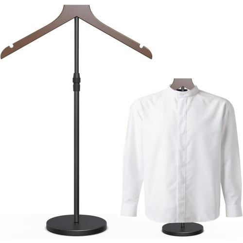 OLV Shirt Display Stand, 18-34 Inch Adjustable Mannequin Stand for Vendors, Mannequin Torso Valet Stand for Shop, Dress Form Steamer Stand for Clothes, Jacket Coat Hanger Stand, Brown