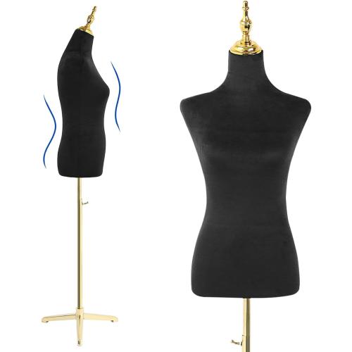 Female Mannequin Body Gold Tripod Stand,Height Adjustable Maniqui para Ropa,Dress Form Mannequin