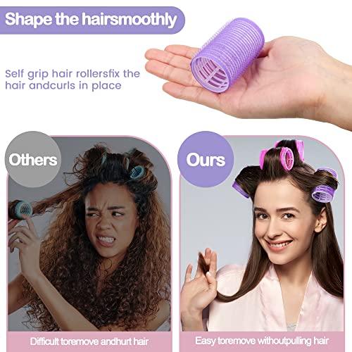 33 Piece Hair Rollers set, Self Grip Hair Rollers for Long Medium Short Hair, ELASO Large Medium Hair Curler （22 Rollers   10 Stainless steel Clip  1 Storage Bag）