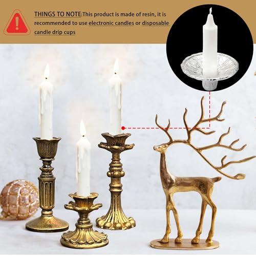 French Nostalgic Floral Resin Candle Holder Antique Bronze/Furniture Decoration/Retro Ornaments Candlestick (Bronze)