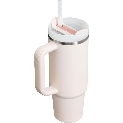Stanley Quencher H2.0 Tumbler with Handle and Straw 30 oz | Flowstate 3-Position Lid | Cup Holder Compatible for Travel | Insulated Stainless Steel Cup | BPA-Free | Rose Quartz 2.0
