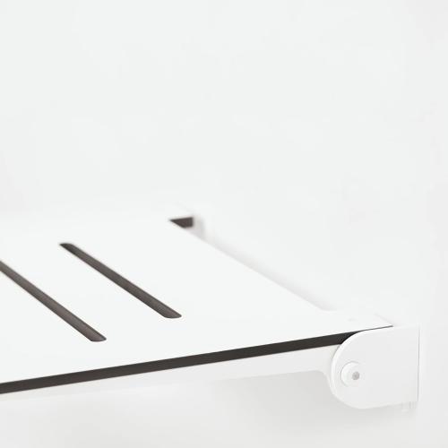 Seachrome 18 inch Silhouette Slimline Folding Wall Mount Shower Bench Seat, White Seat with White Frame