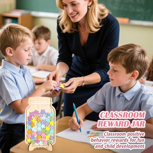Magnetic Reward Jar, Star Jar Reward System for Kids, Behavior Management Classroom Board Tools, Reward Chart for Kids Students at Home Classroom