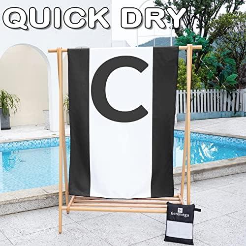 Oversized Monogrammed Microfiber Thin Lightweight Beach Towel Compact Sandproof Quick Dry Extra Large Packable Clearance Towels Personalized Customized Gifts for Friends Men Women Adults Letter C